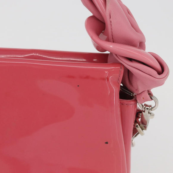 Miu Miu Hand Bag Patent leather 2way Pink Silver Auth YKZ520
