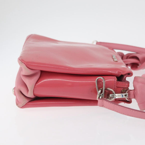 Miu Miu Hand Bag Patent leather 2way Pink Silver Auth YKZ520