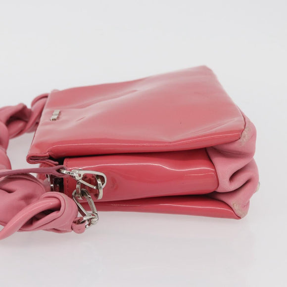 Miu Miu Hand Bag Patent leather 2way Pink Silver Auth YKZ520