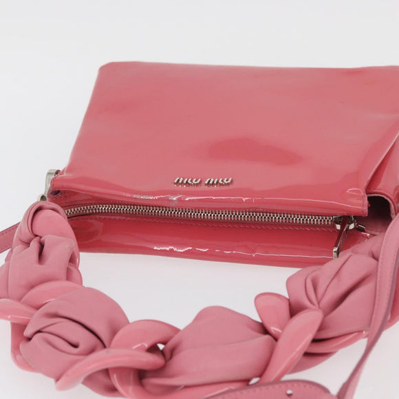 Miu Miu Hand Bag Patent leather 2way Pink Silver Auth YKZ520