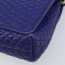 BALLY Chain Shoulder Bag Leather Purple Gold Auth YKZ523A-12