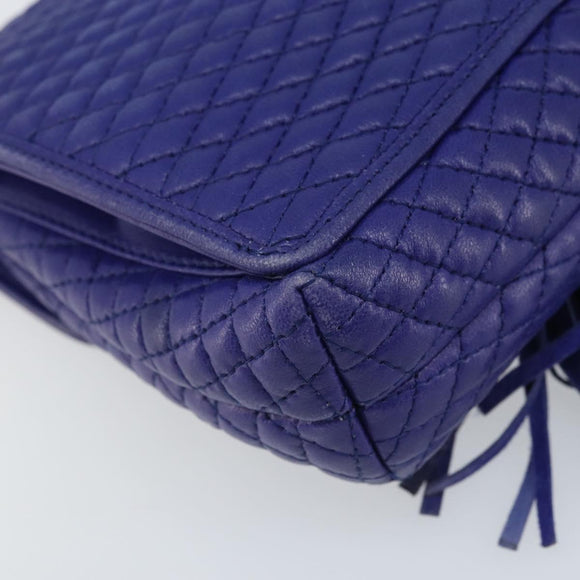 BALLY Chain Shoulder Bag Leather Purple Gold Auth YKZ523A
