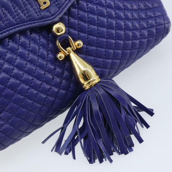 BALLY Chain Shoulder Bag Leather Purple Gold Auth YKZ523A
