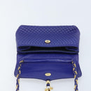BALLY Chain Shoulder Bag Leather Purple Gold Auth YKZ523A-16