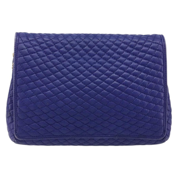 BALLY Chain Shoulder Bag Leather Purple Gold Auth YKZ523A