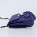 BALLY Chain Shoulder Bag Leather Purple Gold Auth YKZ523A-5