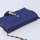 BALLY Chain Shoulder Bag Leather Purple Gold Auth YKZ523A-6