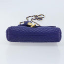 BALLY Chain Shoulder Bag Leather Purple Gold Auth YKZ523A-9