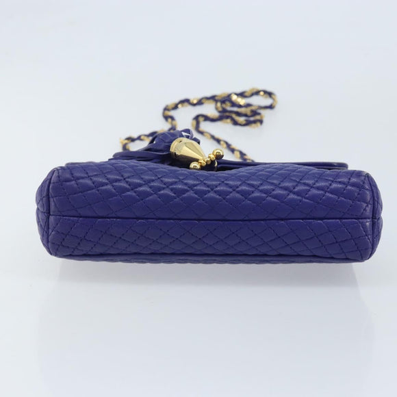 BALLY Chain Shoulder Bag Leather Purple Gold Auth YKZ523A