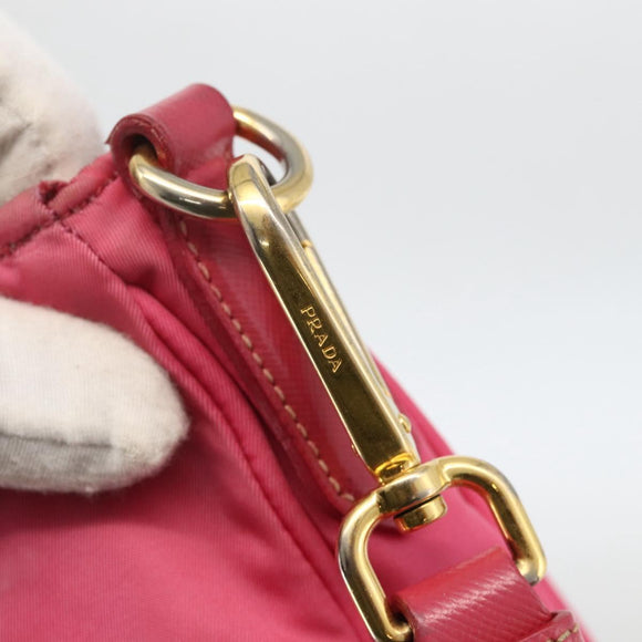 PRADA Shoulder Bag Nylon Pink Gold Auth YKZ524