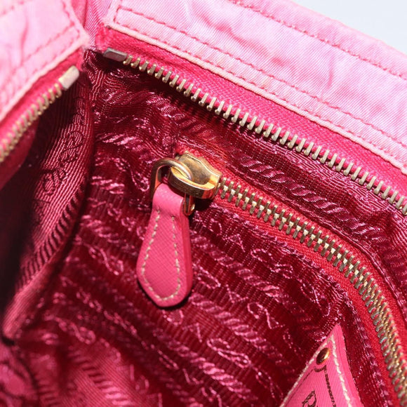 PRADA Shoulder Bag Nylon Pink Gold Auth YKZ524
