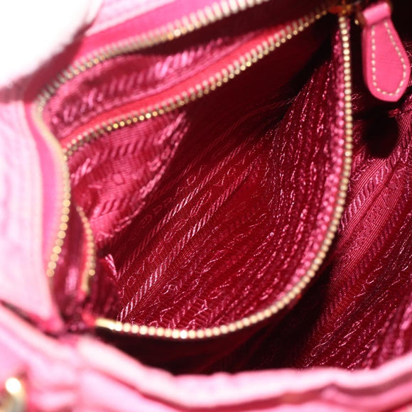 PRADA Shoulder Bag Nylon Pink Gold Auth YKZ524