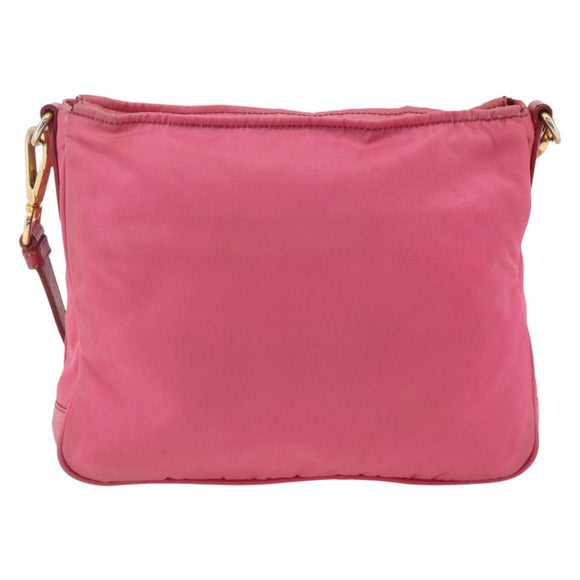PRADA Shoulder Bag Nylon Pink Gold Auth YKZ524
