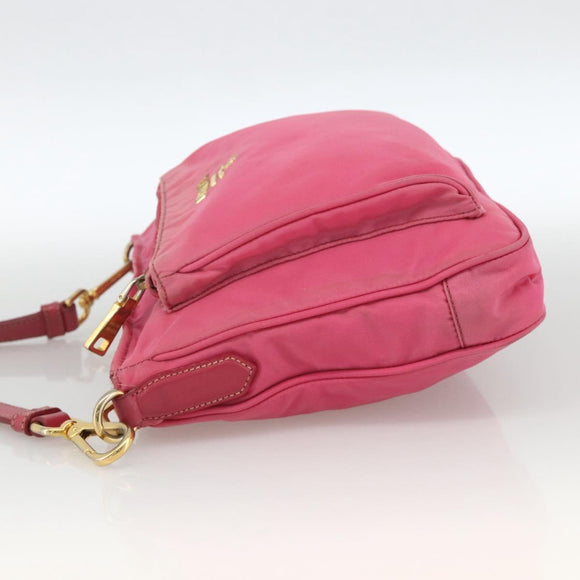 PRADA Shoulder Bag Nylon Pink Gold Auth YKZ524