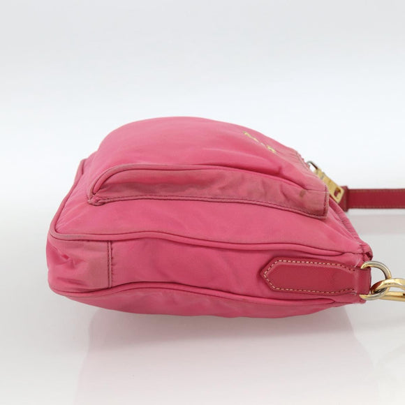PRADA Shoulder Bag Nylon Pink Gold Auth YKZ524