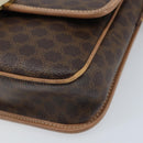 CELINE Macadam Canvas Circle Shoulder Bag PVC Leather Brown Gold Auth YKZ528-14