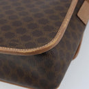 CELINE Macadam Canvas Circle Shoulder Bag PVC Leather Brown Gold Auth YKZ528-16