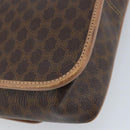 CELINE Macadam Canvas Circle Shoulder Bag PVC Leather Brown Gold Auth YKZ528-17