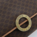 CELINE Macadam Canvas Circle Shoulder Bag PVC Leather Brown Gold Auth YKZ528-18