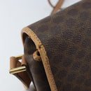 CELINE Macadam Canvas Circle Shoulder Bag PVC Leather Brown Gold Auth YKZ528-9