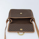 CELINE Macadam Canvas Circle Shoulder Bag PVC Leather Brown Gold Auth YKZ528-19