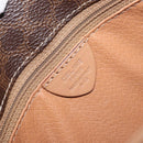 CELINE Macadam Canvas Circle Shoulder Bag PVC Leather Brown Gold Auth YKZ528-12