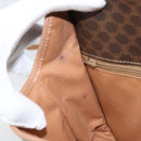 CELINE Macadam Canvas Circle Shoulder Bag PVC Leather Brown Gold Auth YKZ528-21