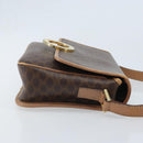 CELINE Macadam Canvas Circle Shoulder Bag PVC Leather Brown Gold Auth YKZ528-3