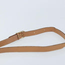 CELINE Macadam Canvas Circle Shoulder Bag PVC Leather Brown Gold Auth YKZ528-8