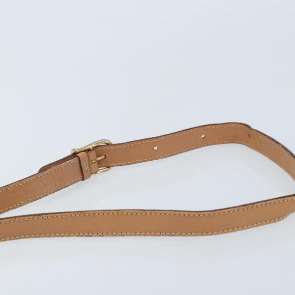 CELINE Macadam Canvas Circle Shoulder Bag PVC Leather Brown Gold Auth YKZ528