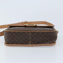 CELINE Macadam Canvas Circle Shoulder Bag PVC Leather Brown Gold Auth YKZ528-5