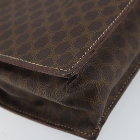 CELINE Macadam Canvas Hand Bag PVC Leather Brown Gold Auth YKZ531A