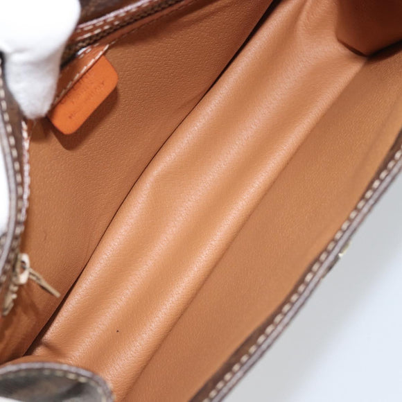 CELINE Macadam Canvas Hand Bag PVC Leather Brown Gold Auth YKZ531A