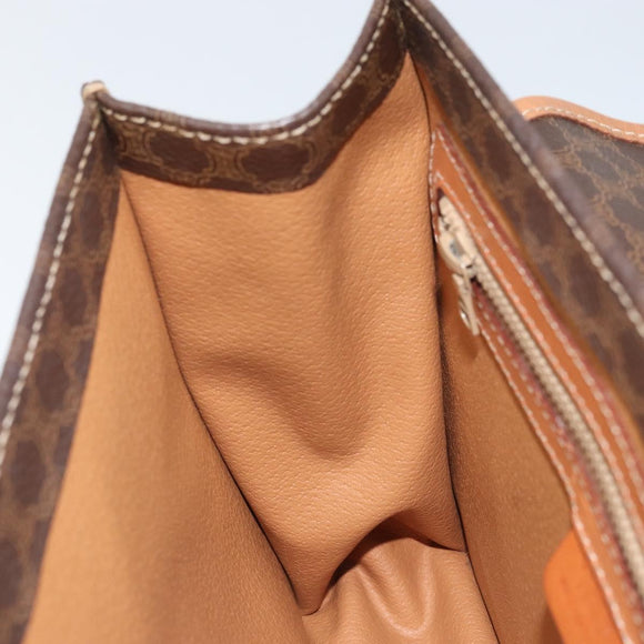 CELINE Macadam Canvas Hand Bag PVC Leather Brown Gold Auth YKZ531A