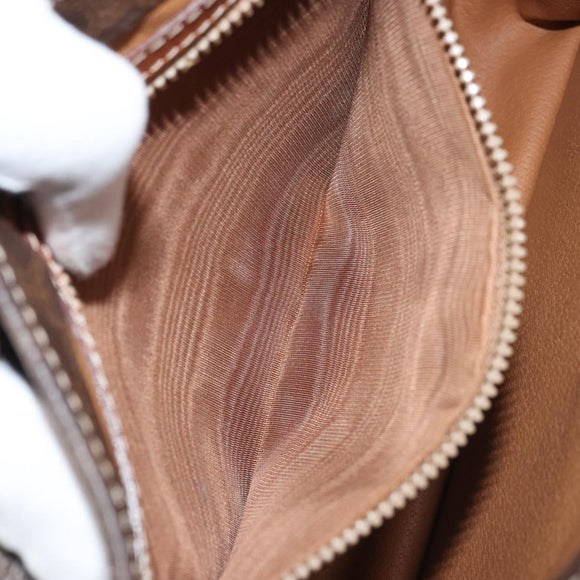 CELINE Macadam Canvas Hand Bag PVC Leather Brown Gold Auth YKZ531A