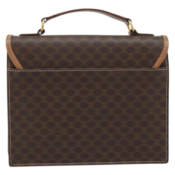 CELINE Macadam Canvas Hand Bag PVC Leather Brown Gold Auth YKZ531A