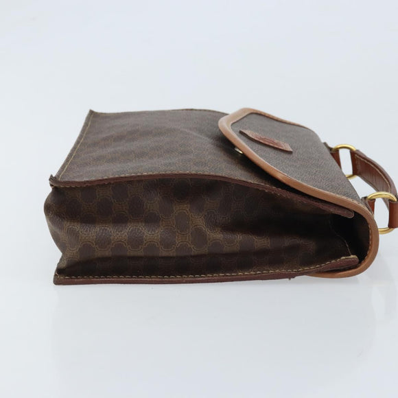 CELINE Macadam Canvas Hand Bag PVC Leather Brown Gold Auth YKZ531A
