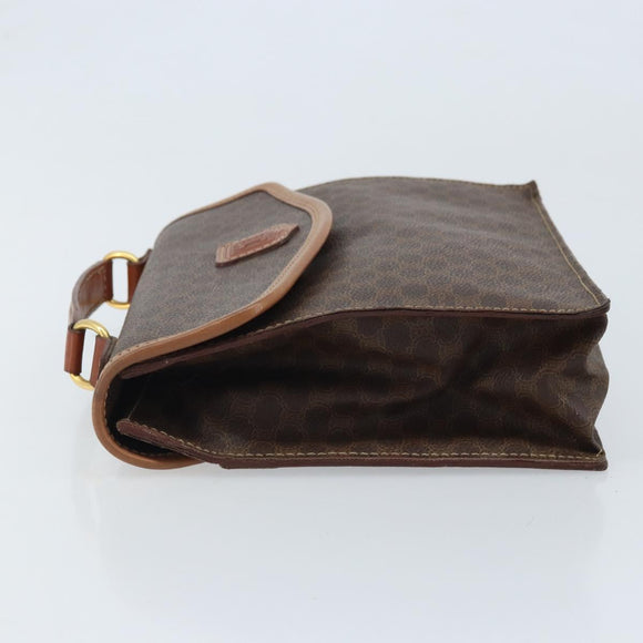 CELINE Macadam Canvas Hand Bag PVC Leather Brown Gold Auth YKZ531A