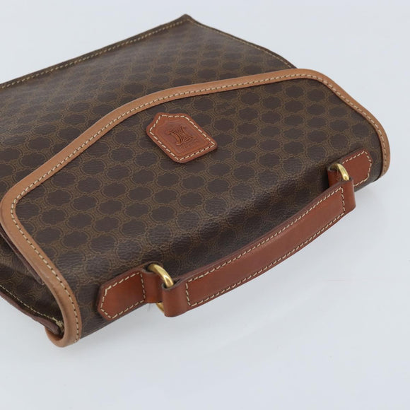 CELINE Macadam Canvas Hand Bag PVC Leather Brown Gold Auth YKZ531A