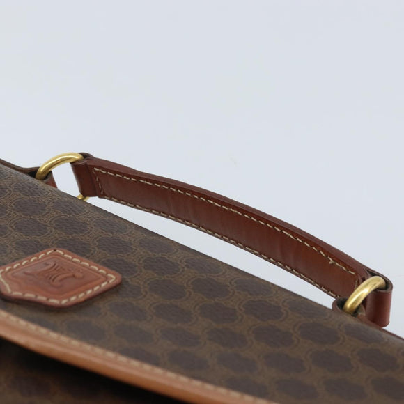 CELINE Macadam Canvas Hand Bag PVC Leather Brown Gold Auth YKZ531A
