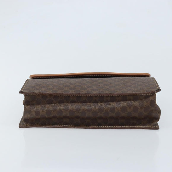 CELINE Macadam Canvas Hand Bag PVC Leather Brown Gold Auth YKZ531A