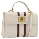 BALLY Hand Bag Leather 2way White Gold Auth YKZ532A-1