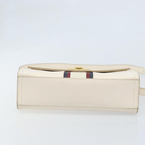 BALLY Hand Bag Leather 2way White Gold Auth YKZ532A
