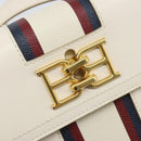 BALLY Hand Bag Leather 2way White Gold Auth YKZ532A-19