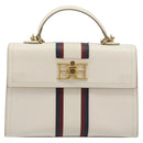 BALLY Hand Bag Leather 2way White Gold Auth YKZ532A-13