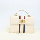 BALLY Hand Bag Leather 2way White Gold Auth YKZ532A-12