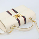 BALLY Hand Bag Leather 2way White Gold Auth YKZ532A-6