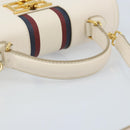 BALLY Hand Bag Leather 2way White Gold Auth YKZ532A-7