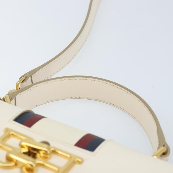 BALLY Hand Bag Leather 2way White Gold Auth YKZ532A