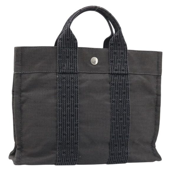 HERMES Her Line PM Hand Bag Canvas Gray Auth YKZ538A